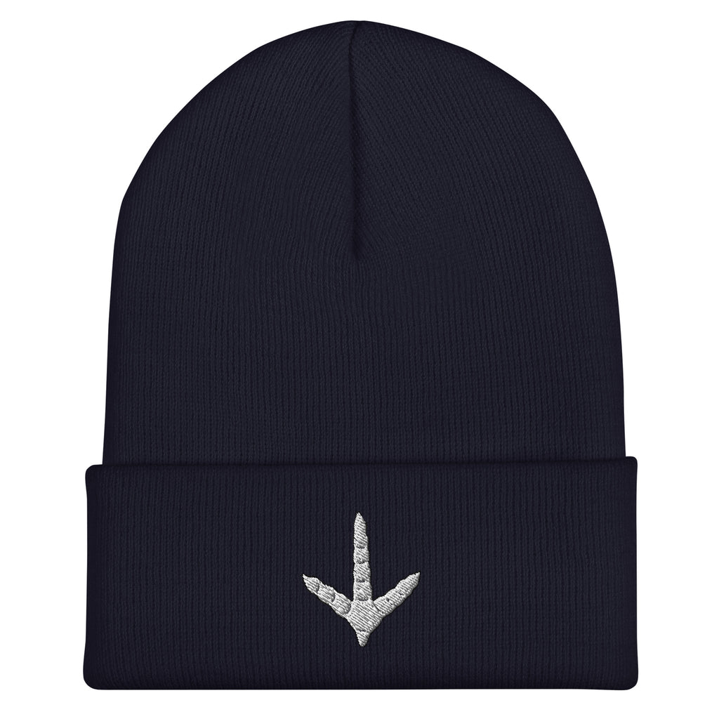 Navy turkey track embroidered beanie – cold weather hat for turkey hunters